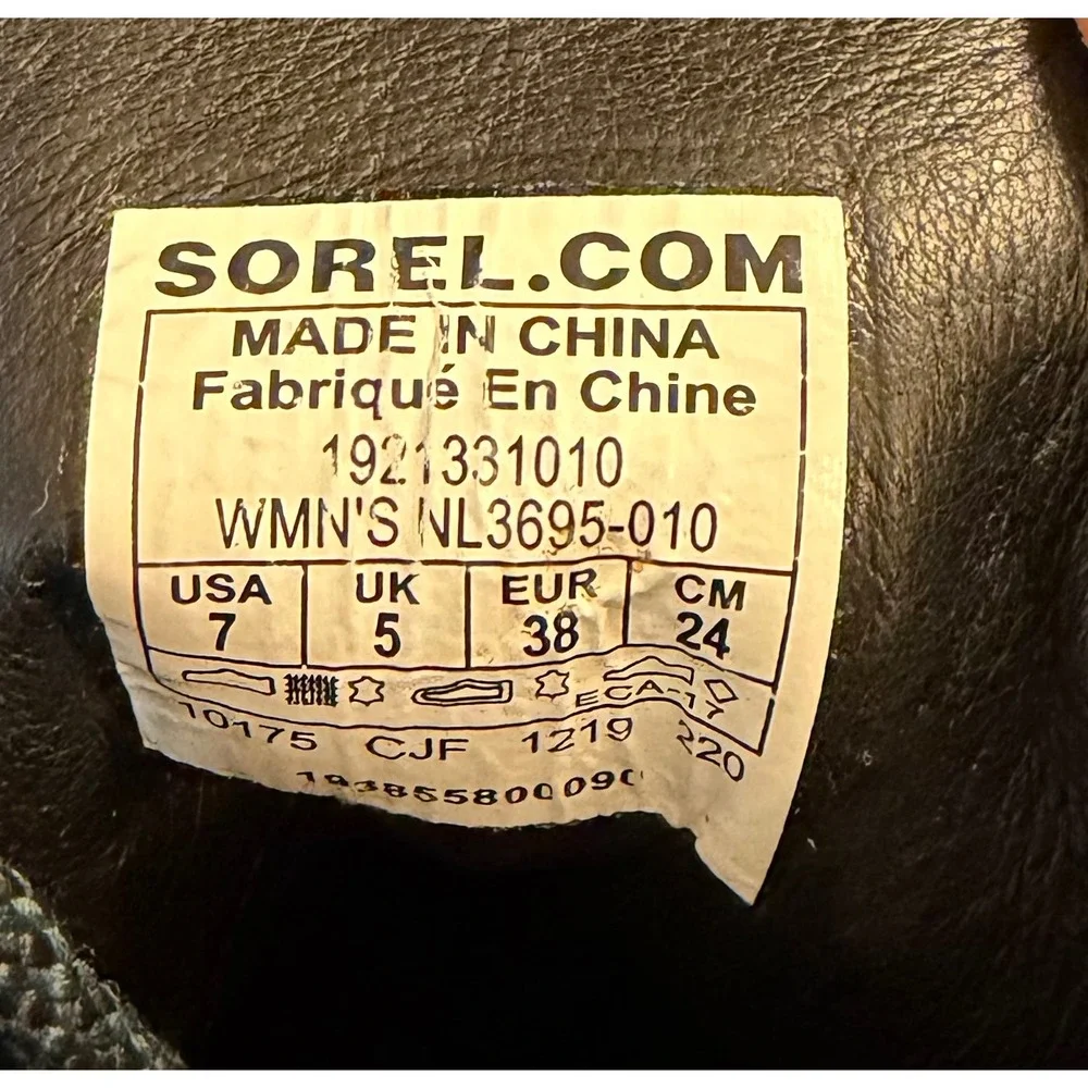 Sorel Cate Lace Black Felt Waterproof Leather Block Heel Ankle Boots NL3695-010